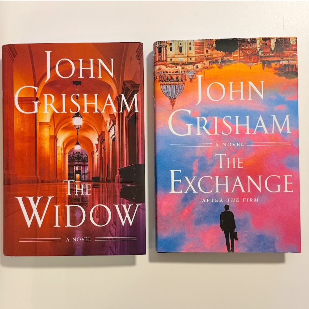 John Grisham hardcover bundle: THE WIDOW + THE EXCHANGE (set of 2 books)